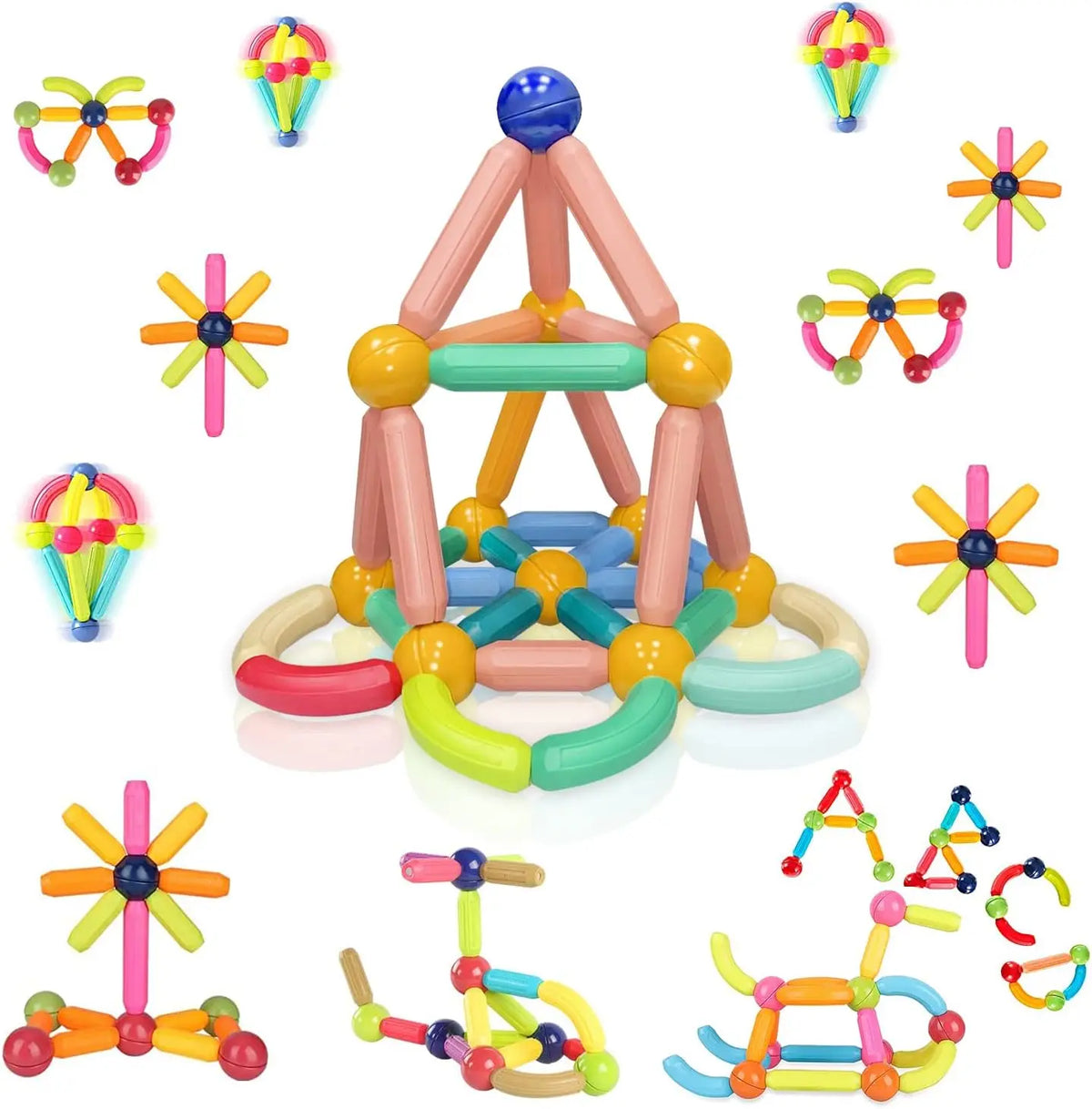 Bloques Magnéticos de 66 Piezas para Construcción Creativa para los Niños