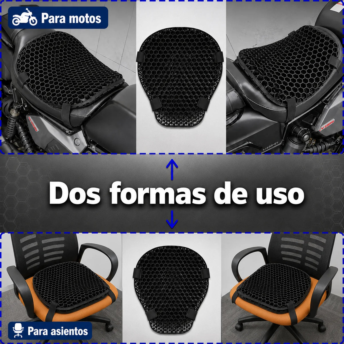 Cojín de Gel Siliconado para Moto que reduce presión y vibraciones para viajes más cómodos