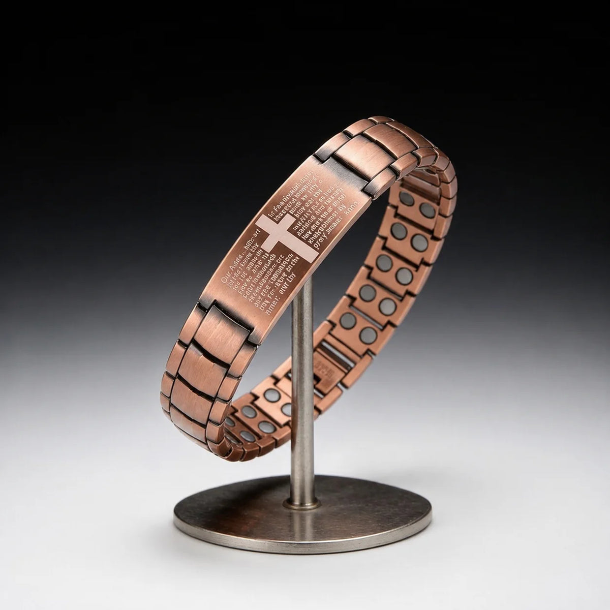 Pulsera de Cobre con Padre Nuestro Magnética que Favorece la Circulación y Vitalidad
