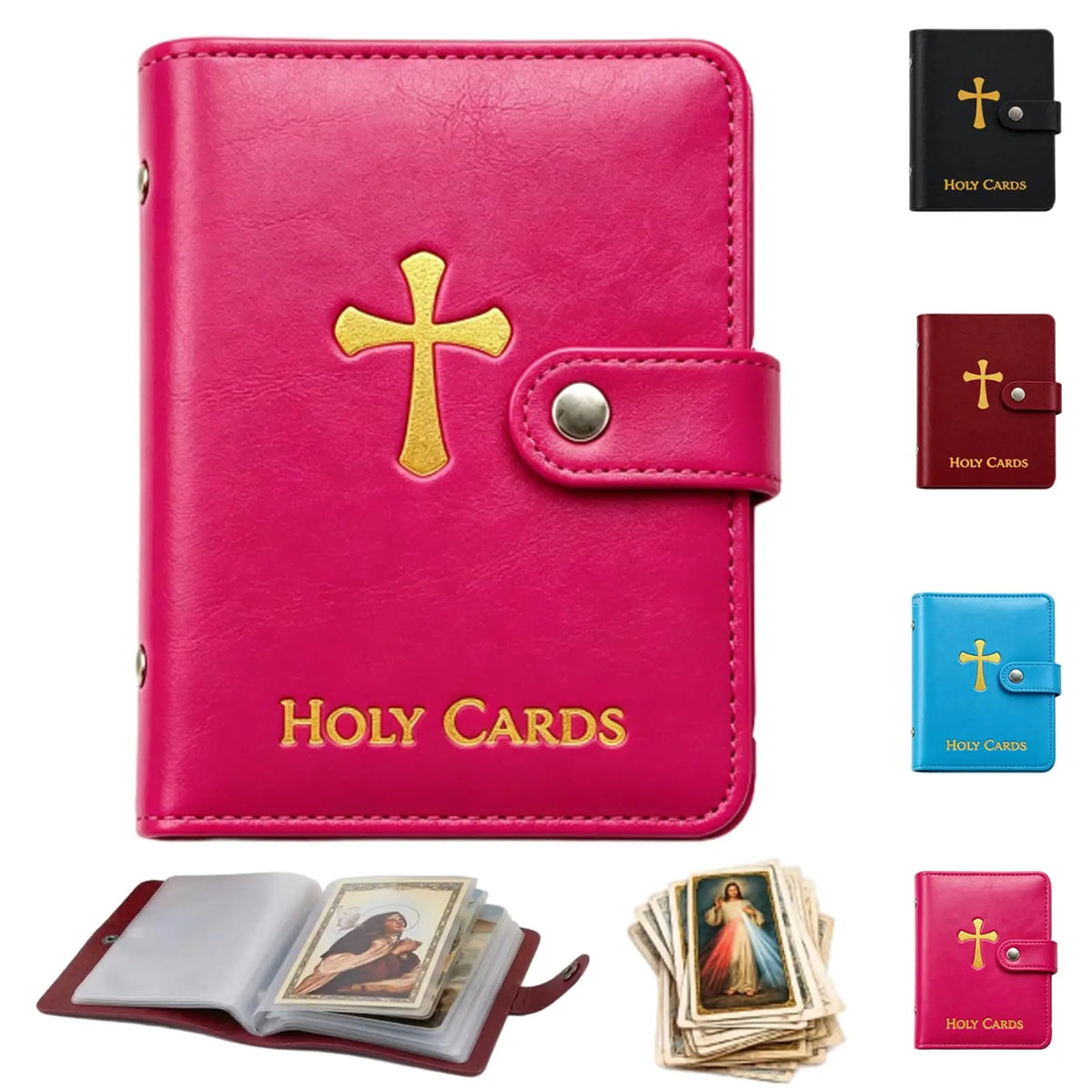Estuche Portátil de Cuero para Guardar y Proteger Tarjetas de Oración