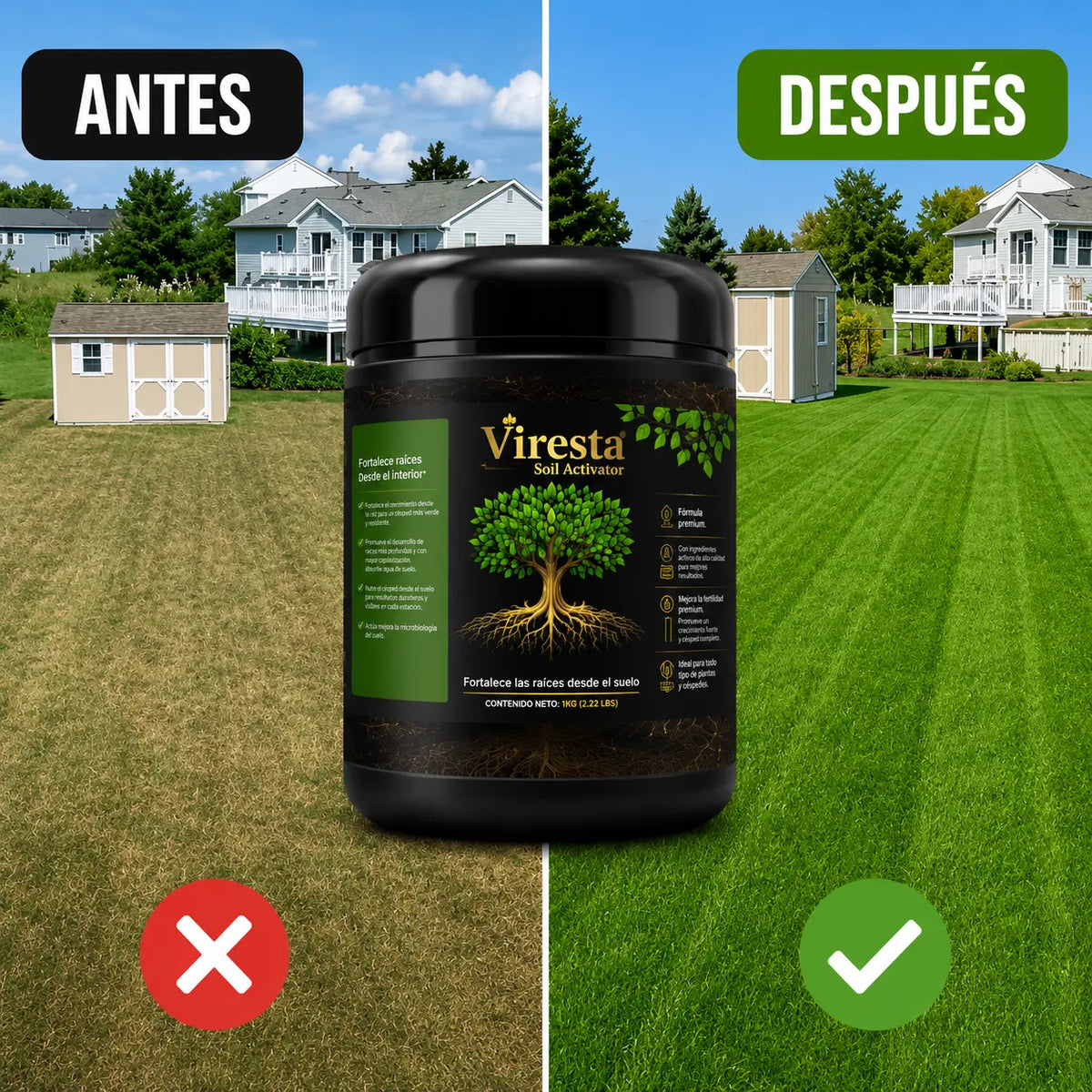 Viresta: Revitaliza el suelo y activa un crecimiento más fuerte desde la raíz.