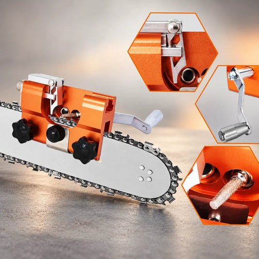 Afilador Manual de Cadena para Motosierra con Manivela y 3 Limas de 4, 5 y 6 mm para Cortes como Nuevos