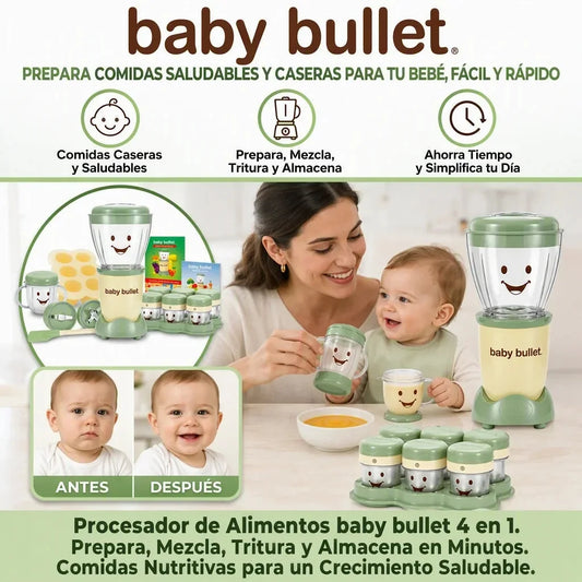 Procesador de Alimentos para Bebé 4 en 1 para Preparar, Triturar y Almacenar Comidas Caseras y Saludables