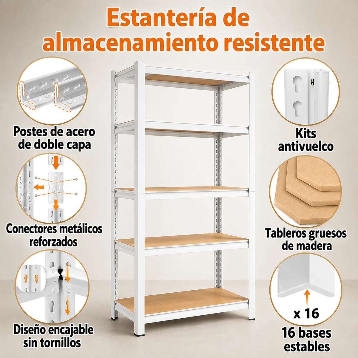 Estante Metálico Ajustable de 5 Niveles para Organizar y Ahorrar Espacio
