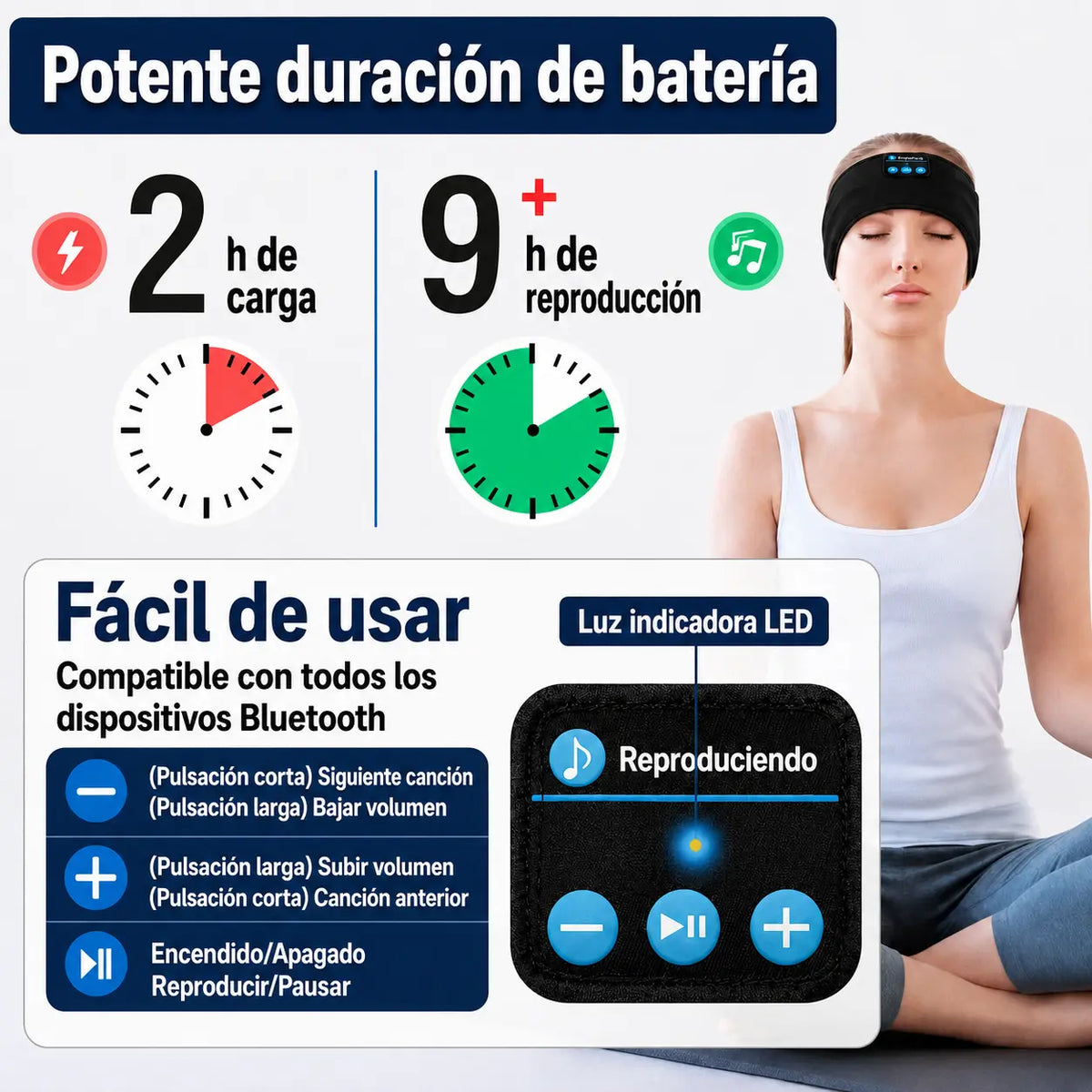 SoftySound: Banda Bluetooth para dormir cómodamente mientras escuchas música, meditaciones o sonidos relajantes
