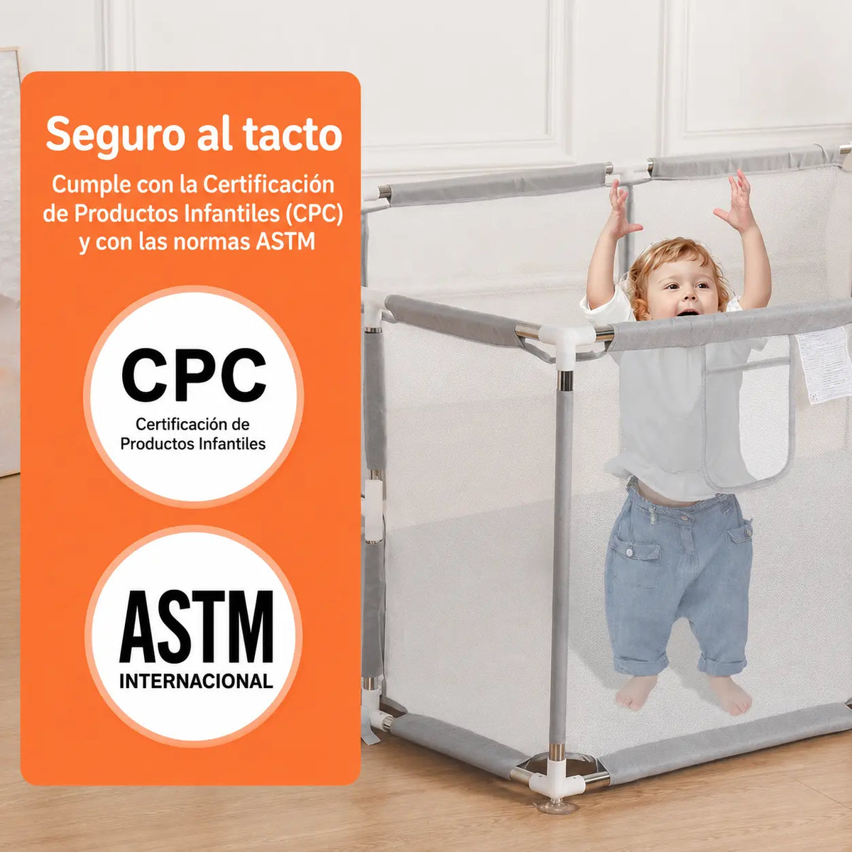 Parque infantil seguro para bebés con amplio espacio de juego y protección total de 190x130x64cm