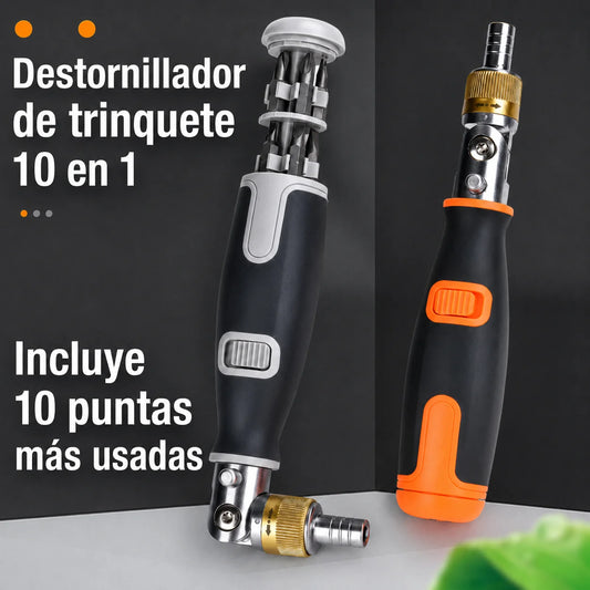 Destornillador de Trinquete 10 en 1 con Rotación Multiángulo 180°