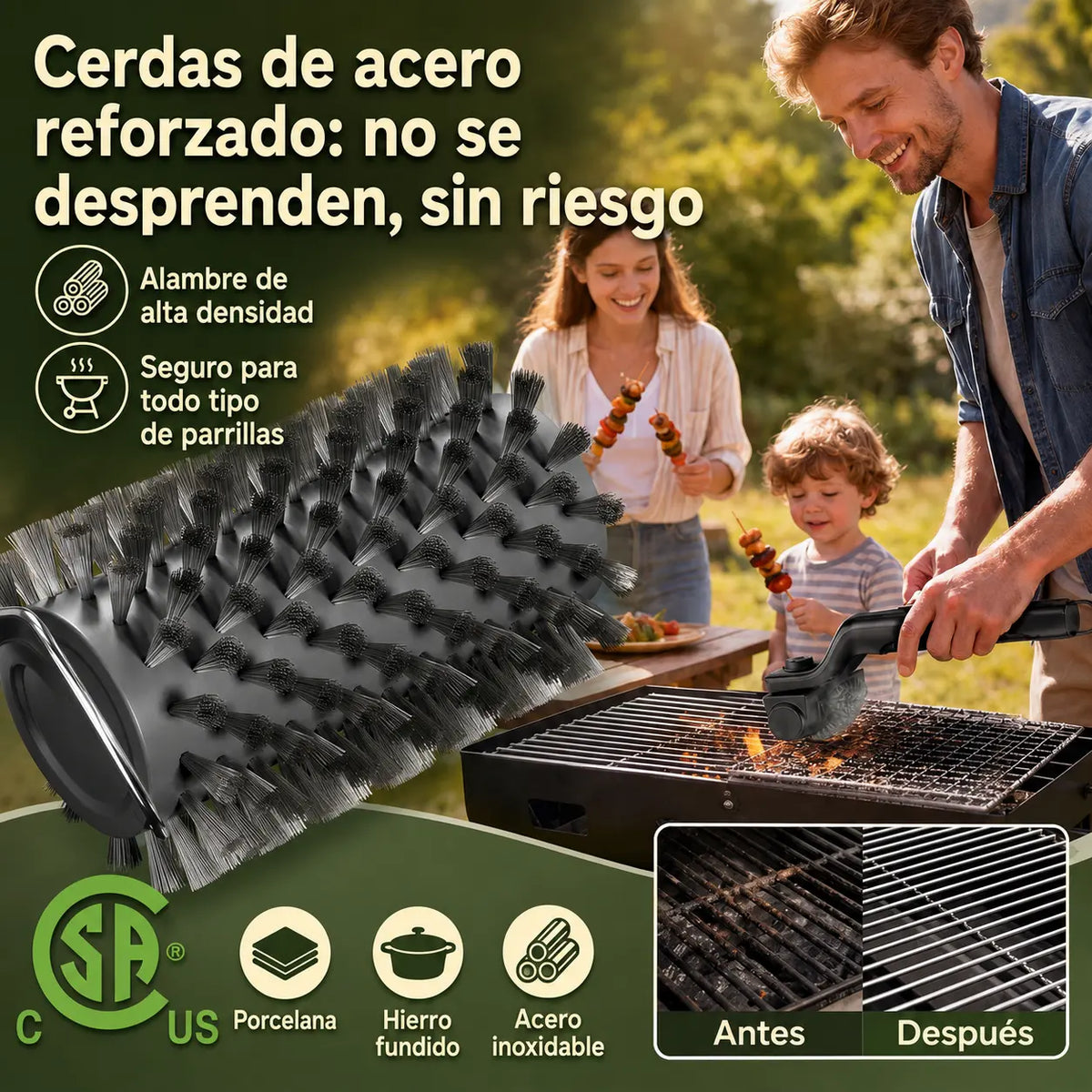 Cepillo Eléctrico Giratorio para Parrillas