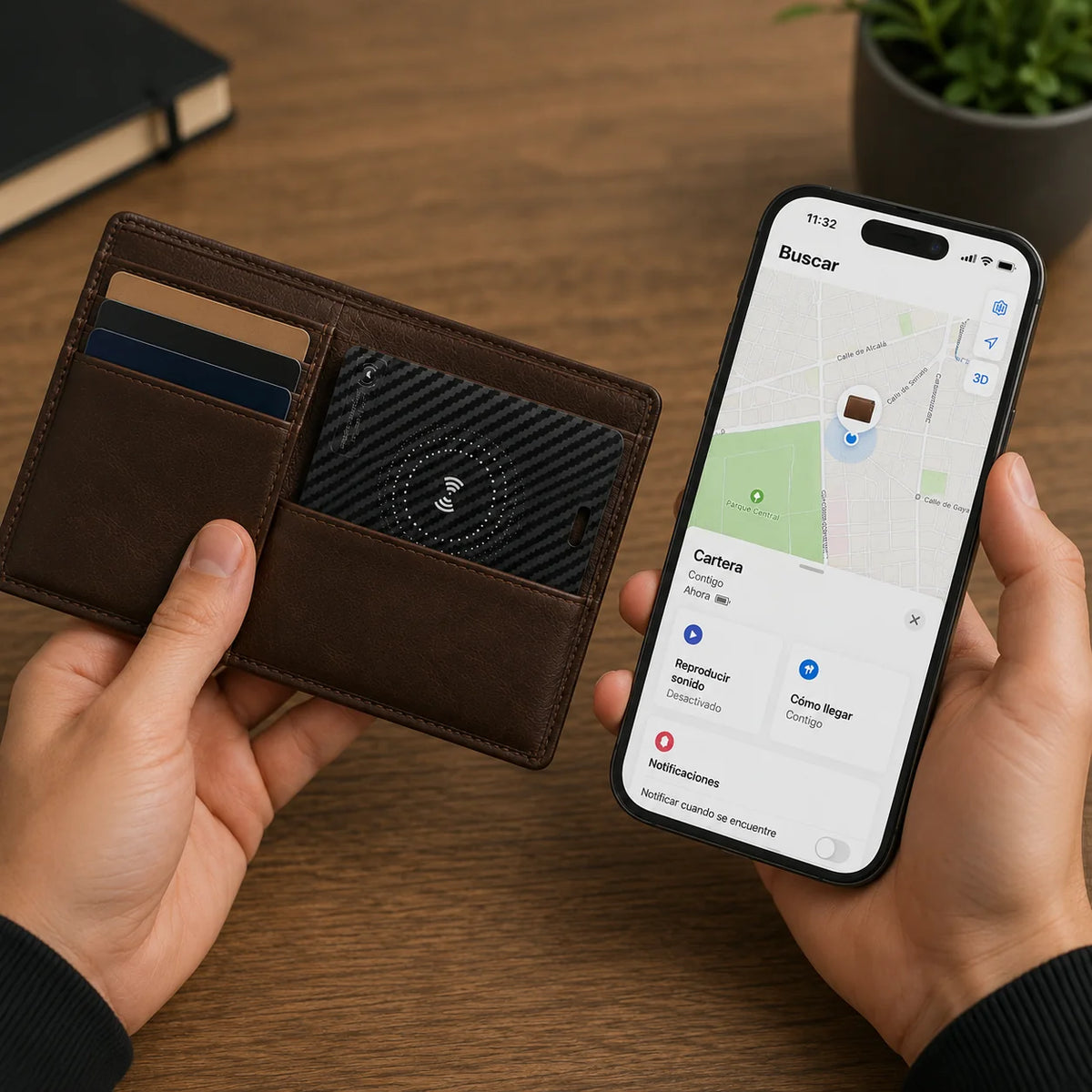 Tarjeta Rastreadora para iPhone con Alcance Ilimitado y Hasta 5 Meses de Batería por Carga
