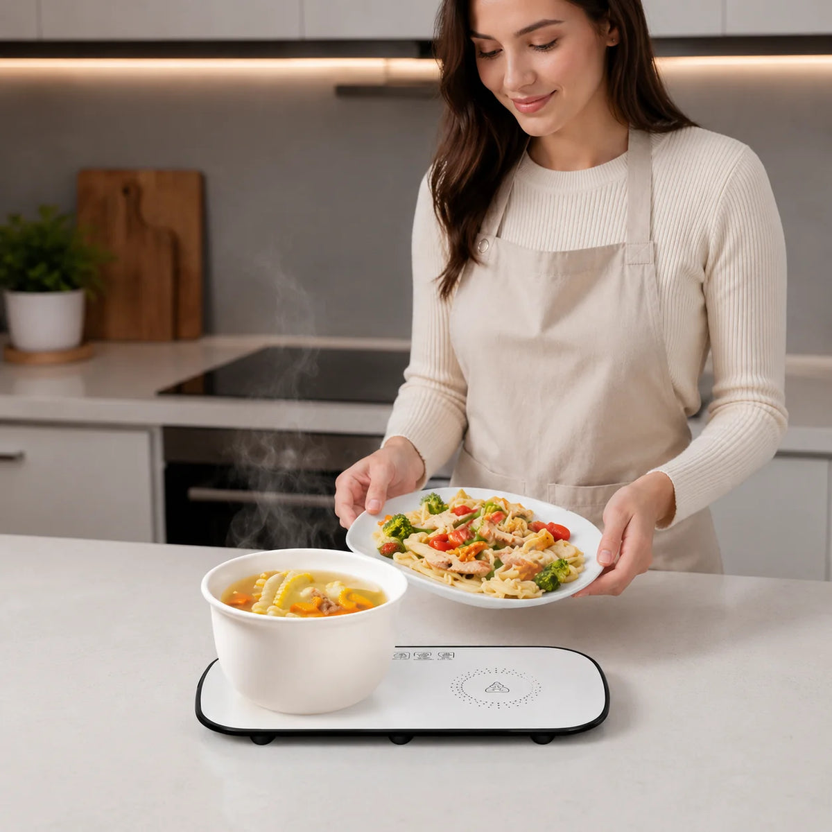 Bandeja eléctrica que mantiene tus alimentos calientes con temperatura ajustable