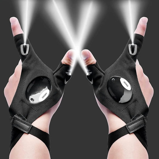 Guantes con Linterna LED Manos Libres para Reparar, Acampar y Trabajar en la Oscuridad