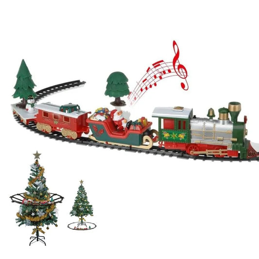 Tren Navideño Eléctrico con Luces y Sonidos para Colgar en el Árbol o Rodearlo en el Piso