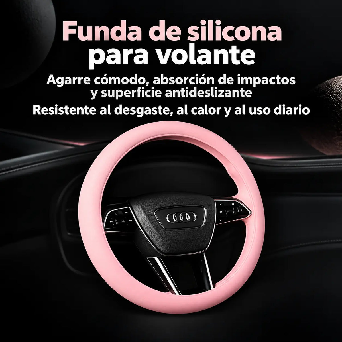 Forro de Volante en Silicona Antideslizante con Agarre Anatómico y Ajuste Universal