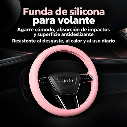 Forro de Volante en Silicona Antideslizante con Agarre Anatómico y Ajuste Universal