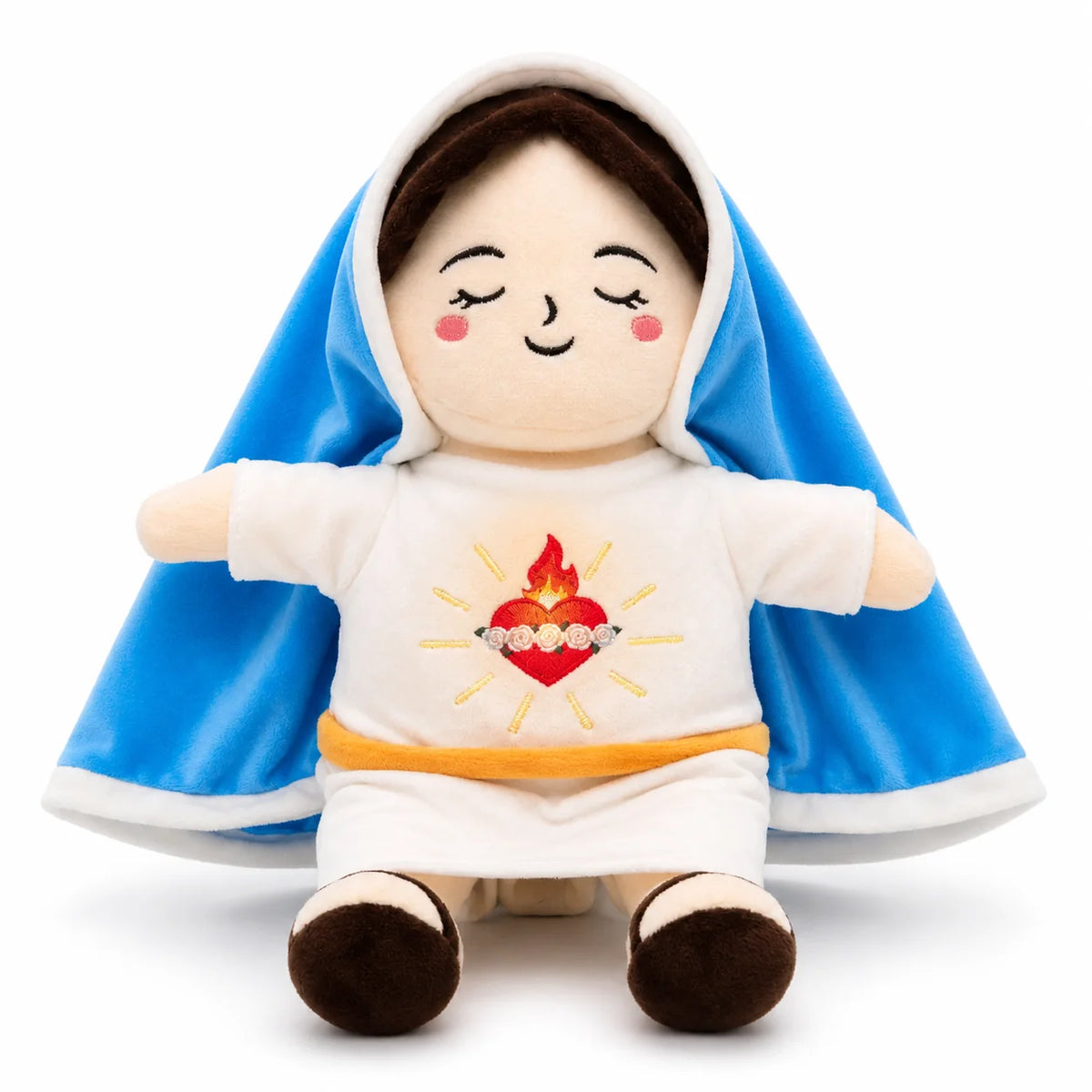 Peluche Virgen María con Luz Cálida, Música Relajante y Respiración para Calmar la Ansiedad y Dormir Mejor