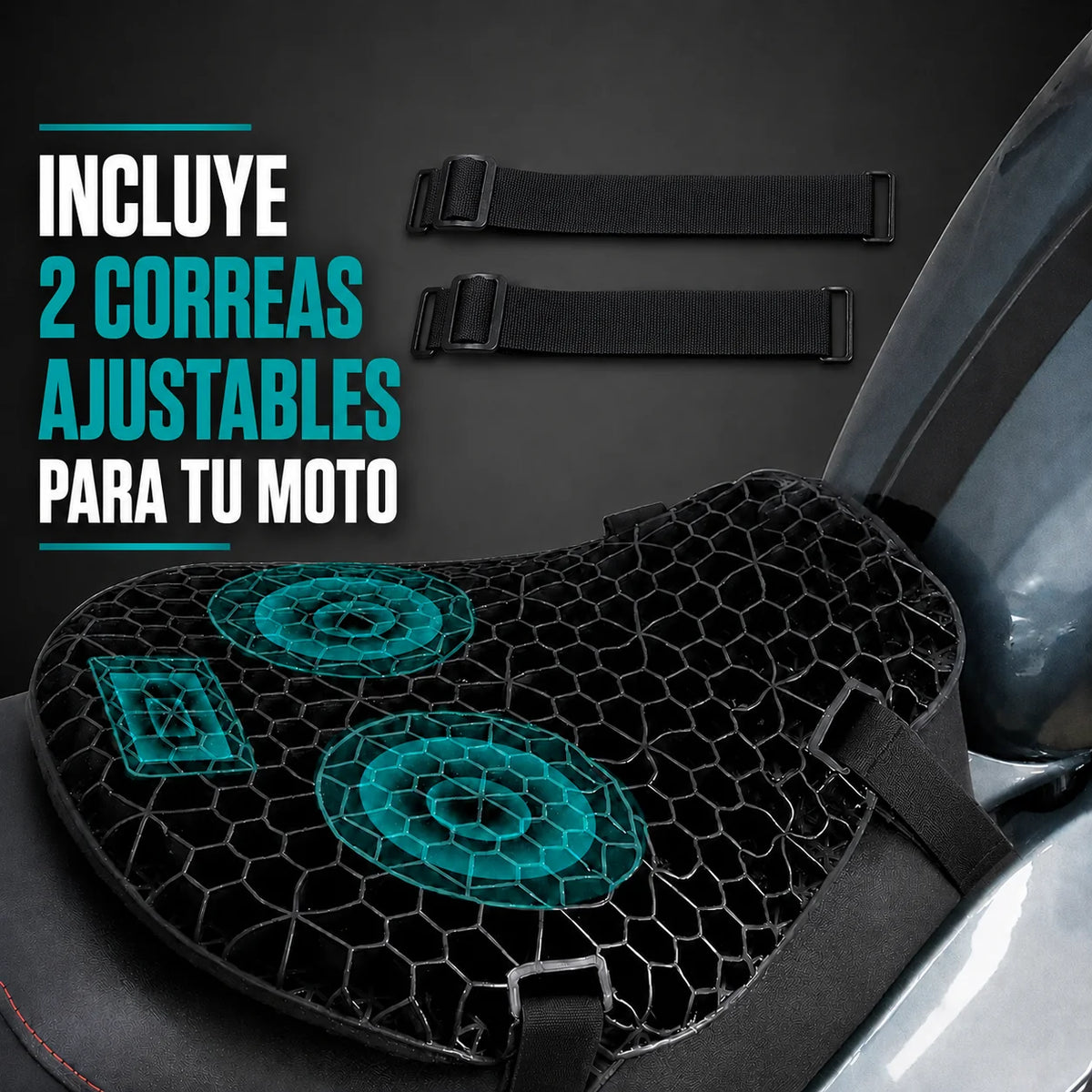 Cojín de Gel Siliconado para Moto que reduce presión y vibraciones para viajes más cómodos