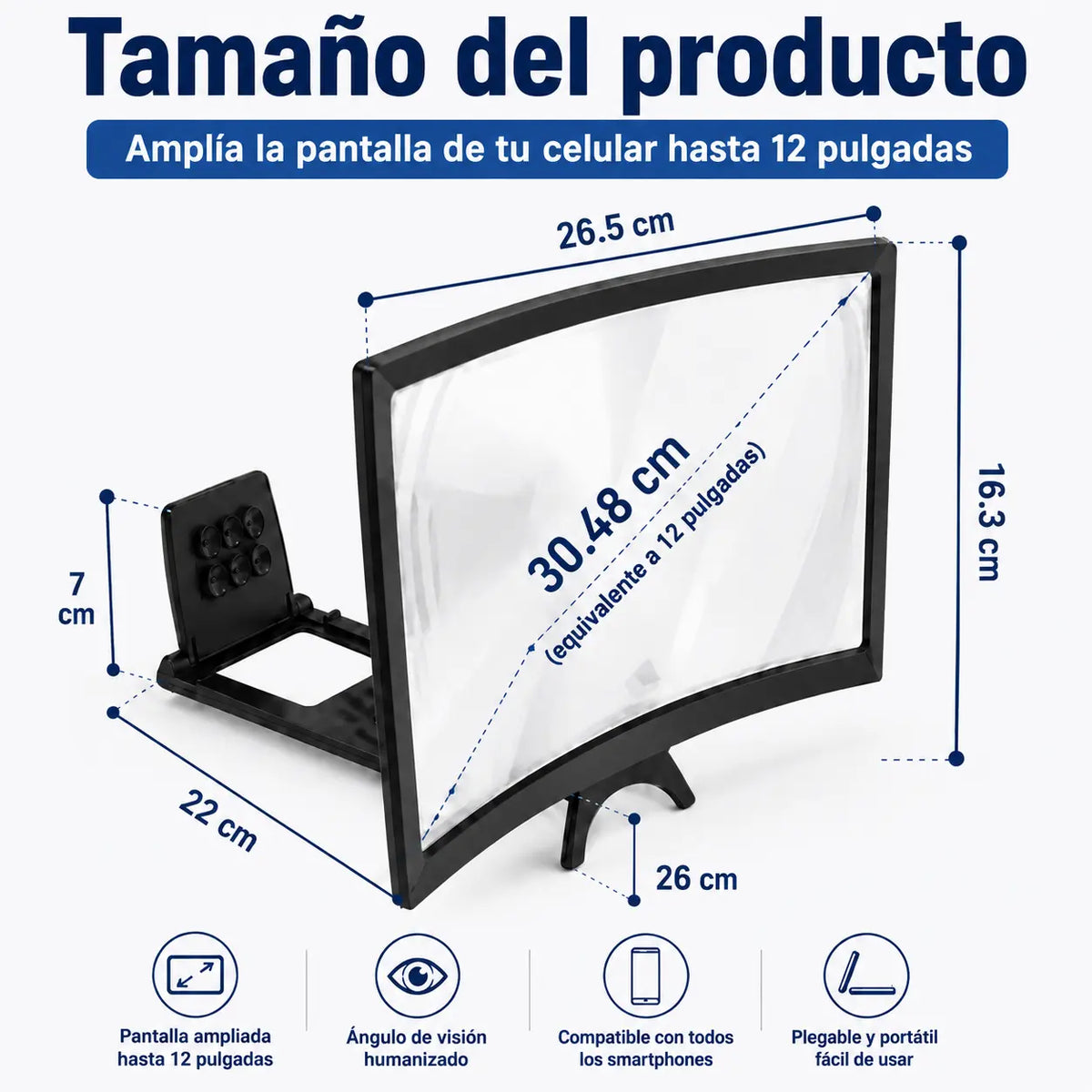 Amplificador de Pantalla Curvo para Celular con Imagen HD y Visualización Más Cómoda
