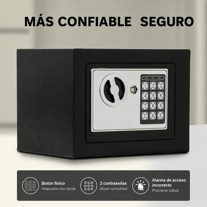 Caja Fuerte Digital de Acero con Sistema Antirrobo Seguro de 17x21x17cm