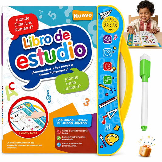Libro Interactivo con Botones de Sonido para que los Niños Aprendan Letras, Números y Animales en Ingles y Español