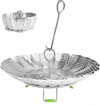 Cesta Vaporera Plegable de Acero Inoxidable para Cocinar al Vapor Sano y Práctico