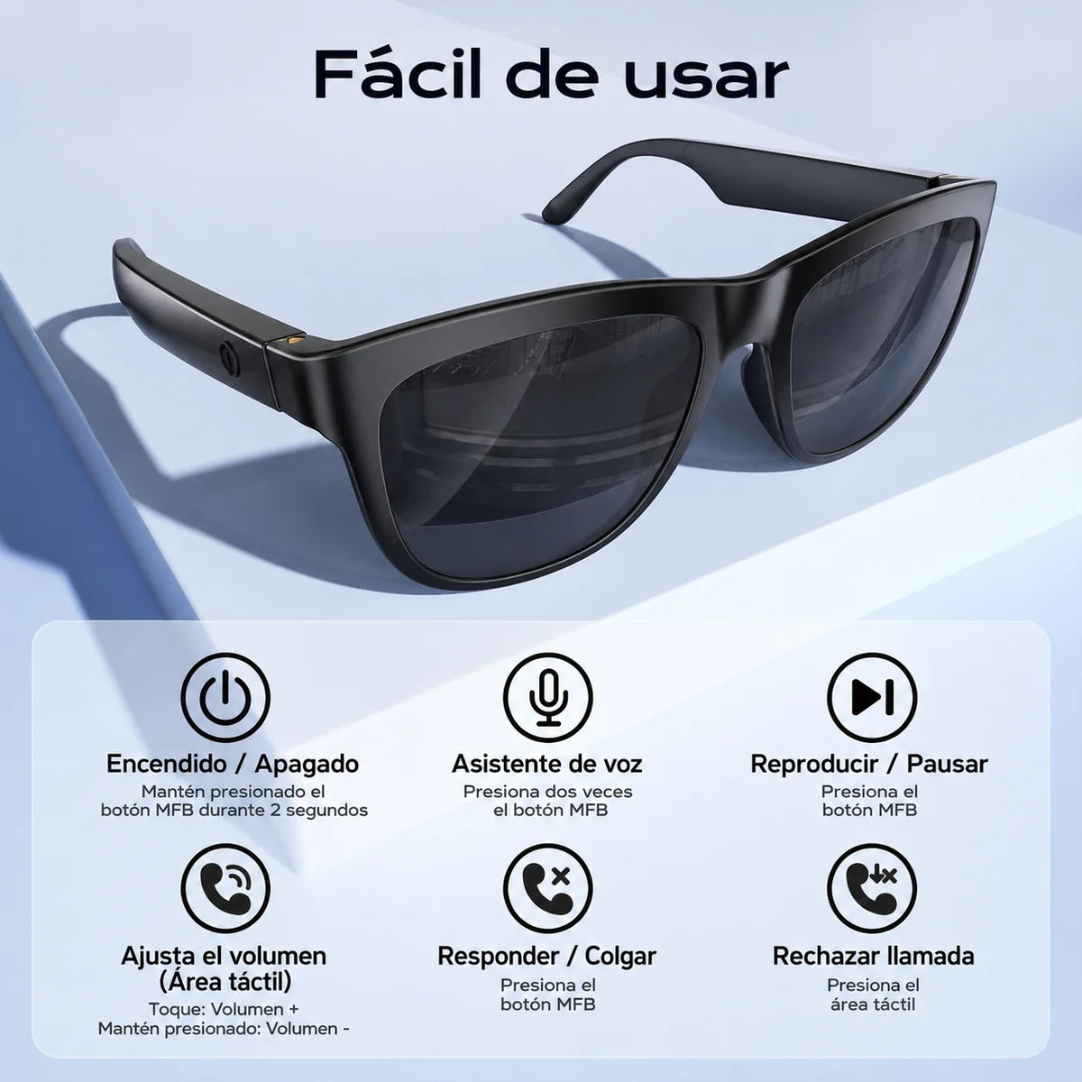 Lentes Inteligentes Bluetooth para Música, Llamadas y Protección Visual