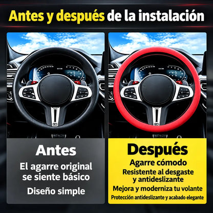 Forro de Volante en Silicona Antideslizante con Agarre Anatómico y Ajuste Universal