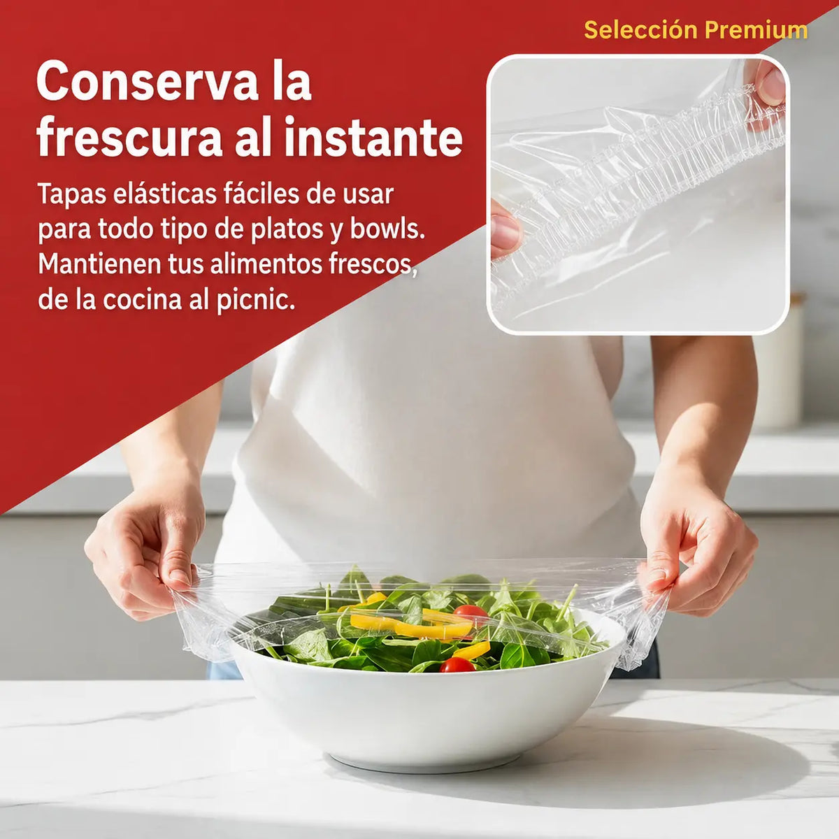 200 Unidades de Cubiertas Elásticas Protectoras para Cubrir Alimentos y Mantenerlos Frescos, Limpios y Protegidos.