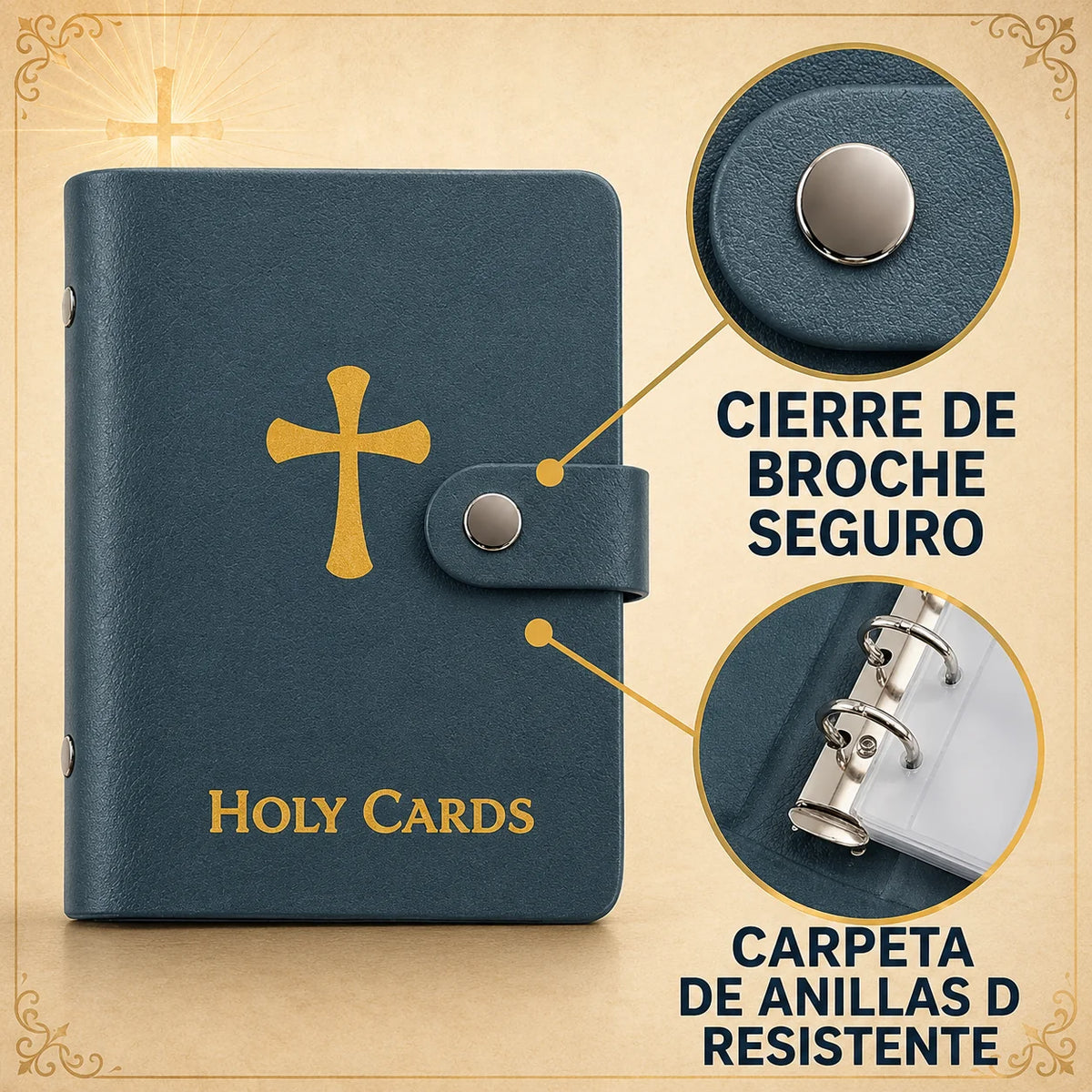 Estuche Portátil de Cuero para Guardar y Proteger Tarjetas de Oración
