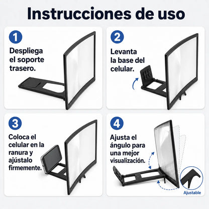 Amplificador de Pantalla Curvo para Celular con Imagen HD y Visualización Más Cómoda