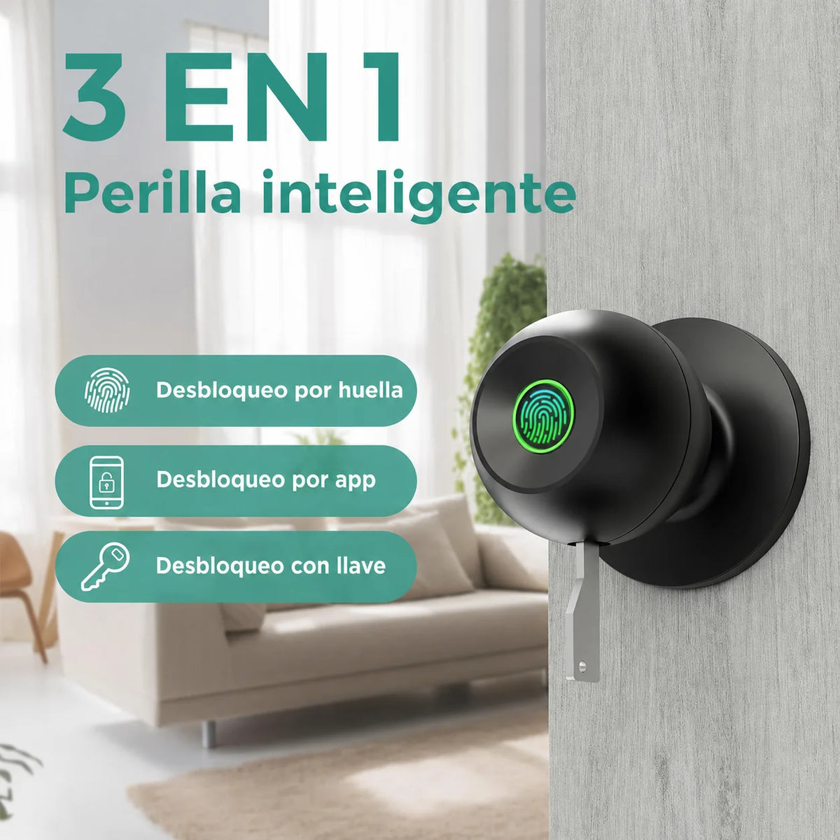 Cerradura Inteligente con Huella Digital, App y Llave Mecánica para un acceso rápido y seguro