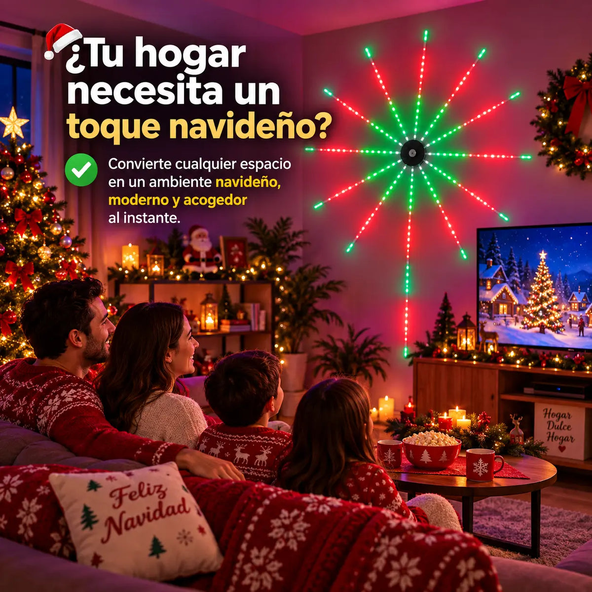 Luces LED de Fuegos Artificiales RGB con Control Remoto, App Bluetooth y Sincronización con Música