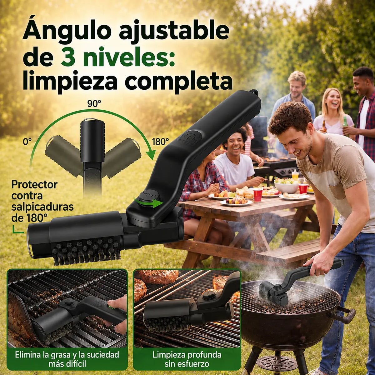 Cepillo Eléctrico Giratorio para Parrillas