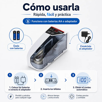 Mini contadora portátil para contar billetes con rapidez y precisión