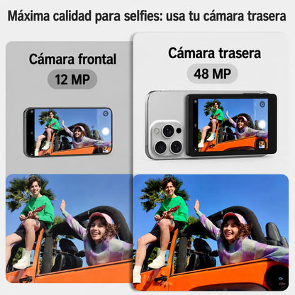 Pantalla inalámbrica para selfies y video con cámara trasera en tiempo real para Iphone y Android