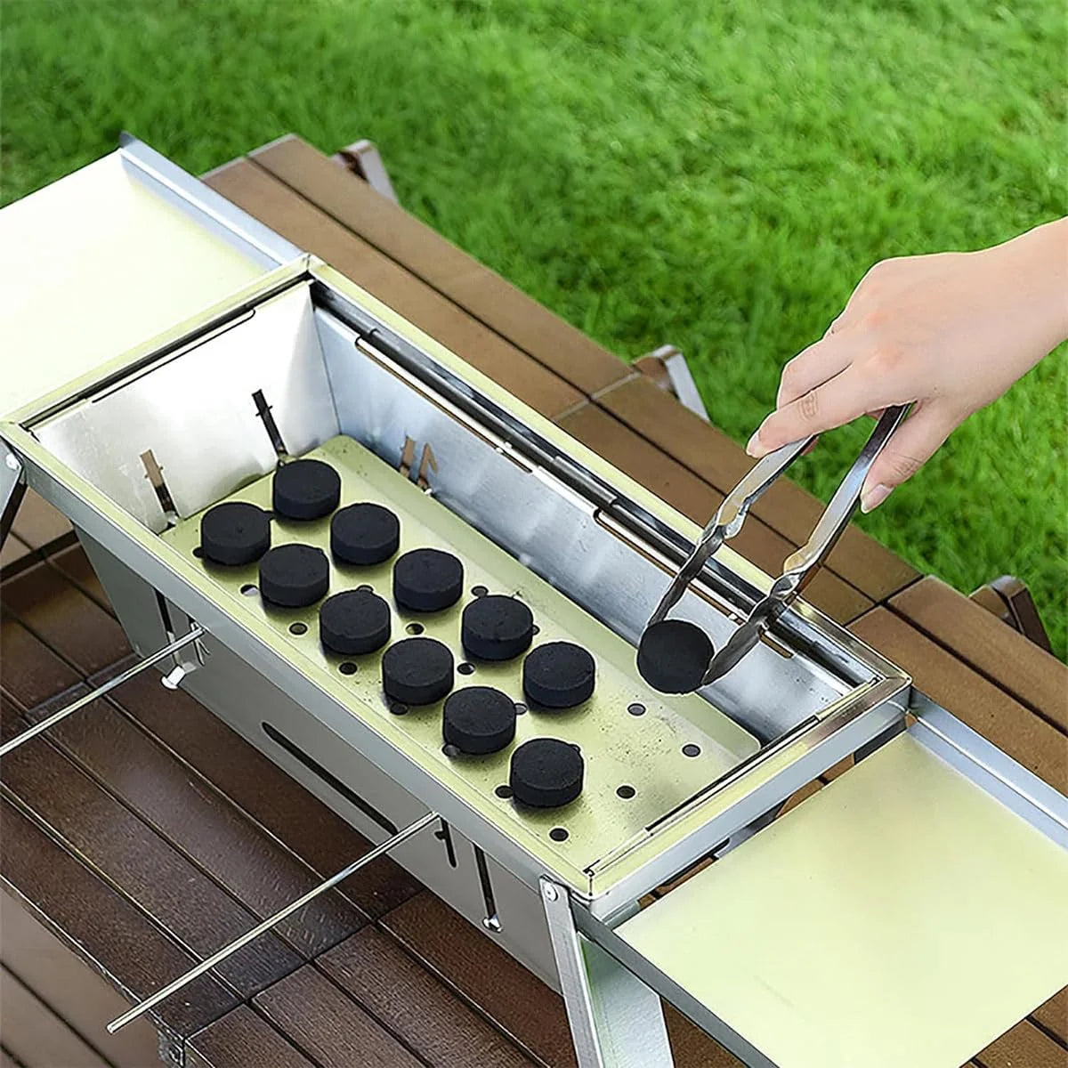 Parrilla Portátil Plegable de Acero Inoxidable para Asados en Cualquier Lugar