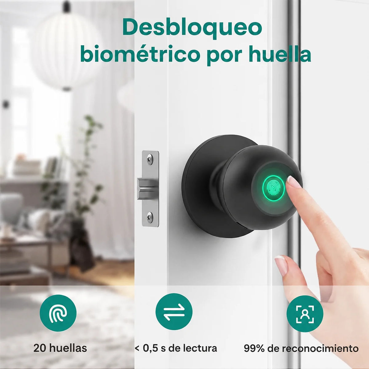 Cerradura Inteligente con Huella Digital, App y Llave Mecánica para un acceso rápido y seguro