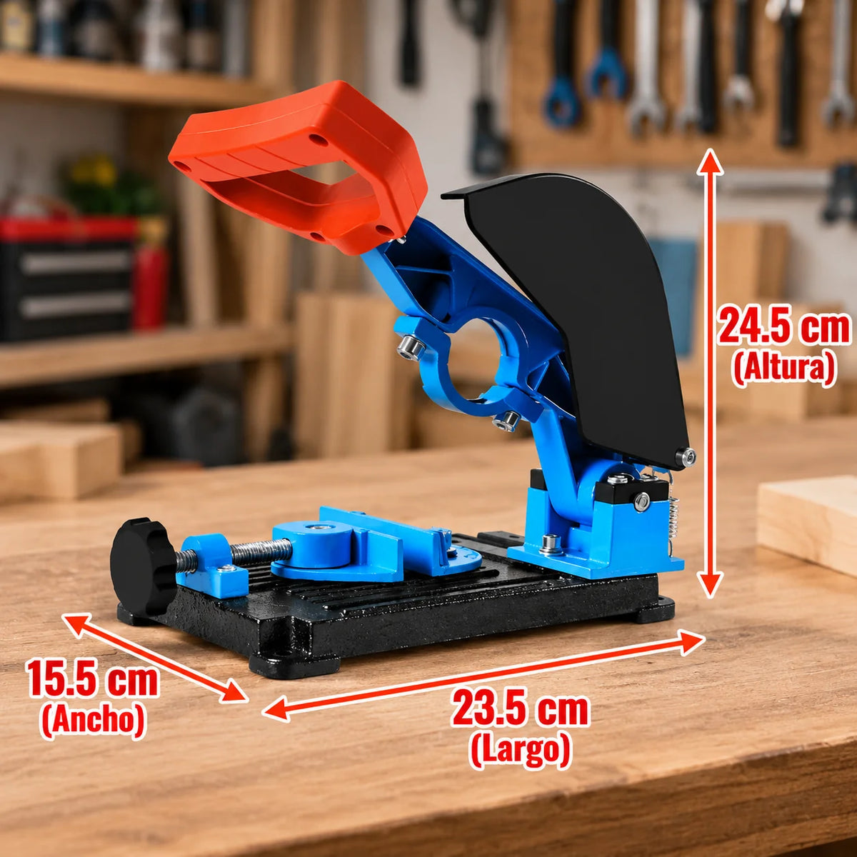 Soporte Adaptador para Pulidora con Corte Ajustable hasta 45° y Prensa Integrada