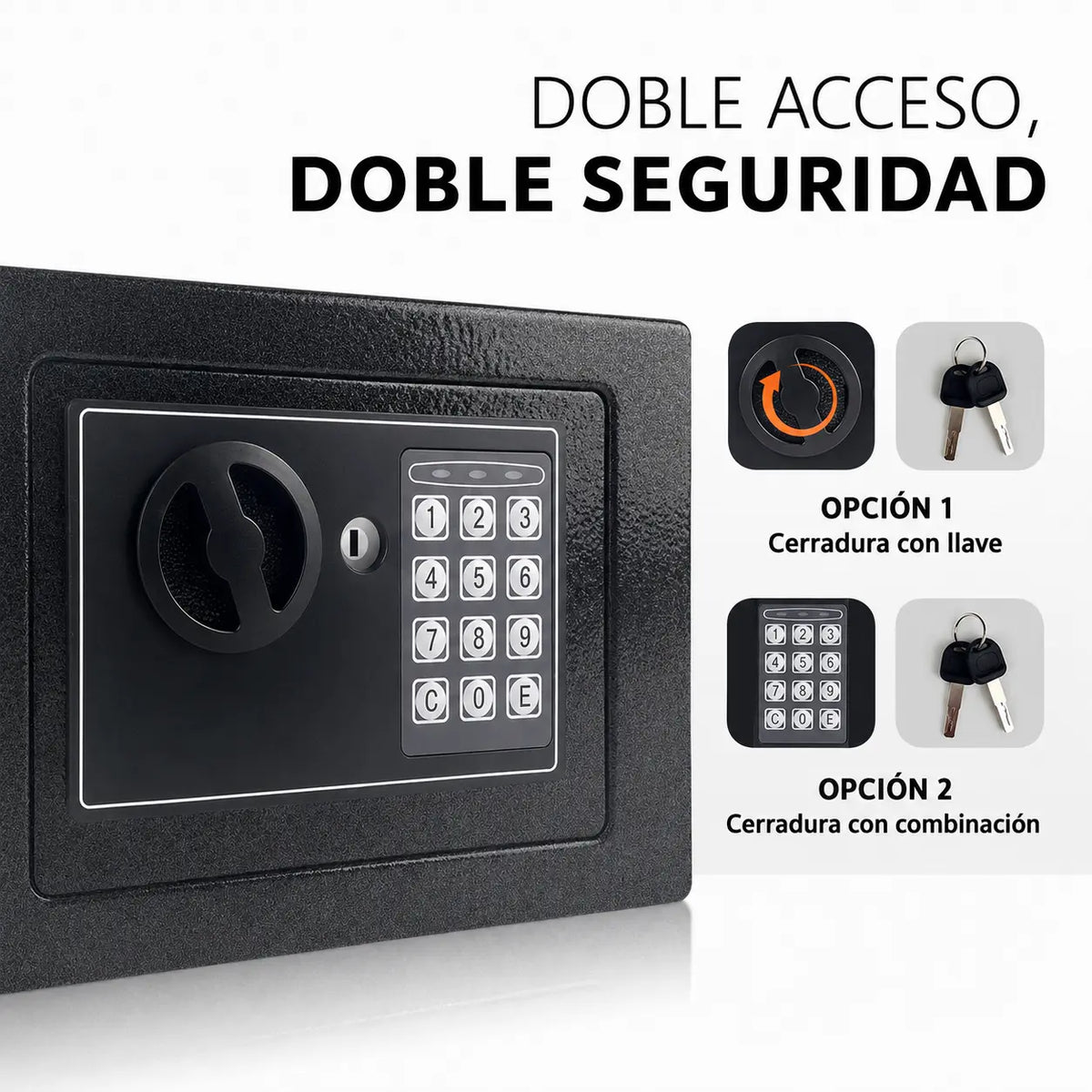 Caja Fuerte Digital de Acero con Sistema Antirrobo Seguro de 17x21x17cm