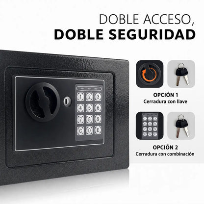 Caja Fuerte Digital de Acero con Sistema Antirrobo Seguro de 17x21x17cm