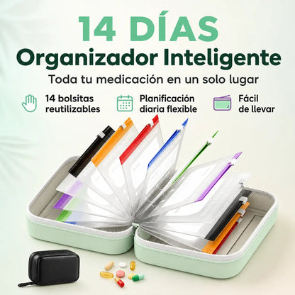 Organizador Impermeable de Bolsas para Pastillas y Suplementos, Ideal para Llevar tus Dosis Diarias Siempre Ordenadas.