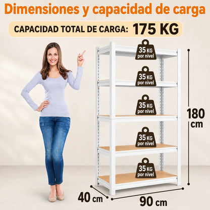 Estante Metálico Ajustable de 5 Niveles para Organizar y Ahorrar Espacio