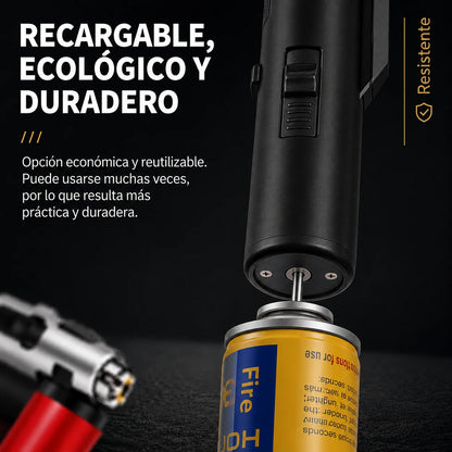 Soplete Metalico Ajustable y Recargable a Prueba de Viento