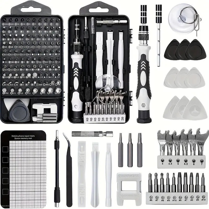 Kit de Destornilladores de Precisión 115 en 1 con puntas magnéticas para reparar celulares, laptops y dispositivos electrónicos