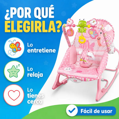 Silla mecedora musical que calma, entretiene y brinda comodidad al bebé