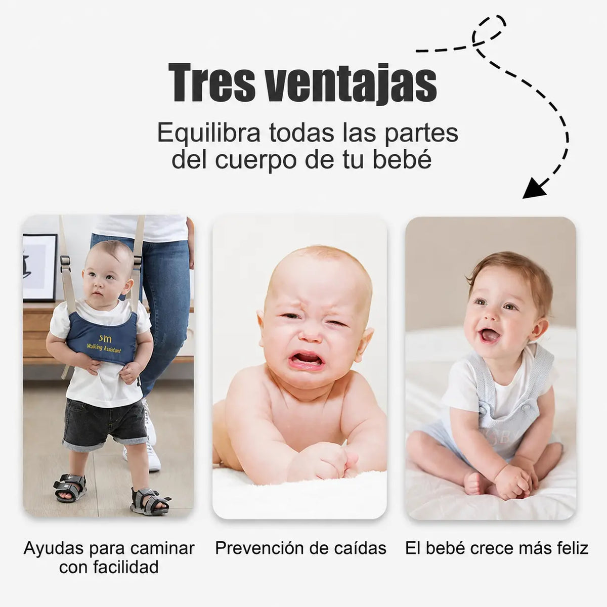 Arnés Caminador para Bebés con Soporte Acolchado y Asa Ajustable para sus Primeros Pasos
