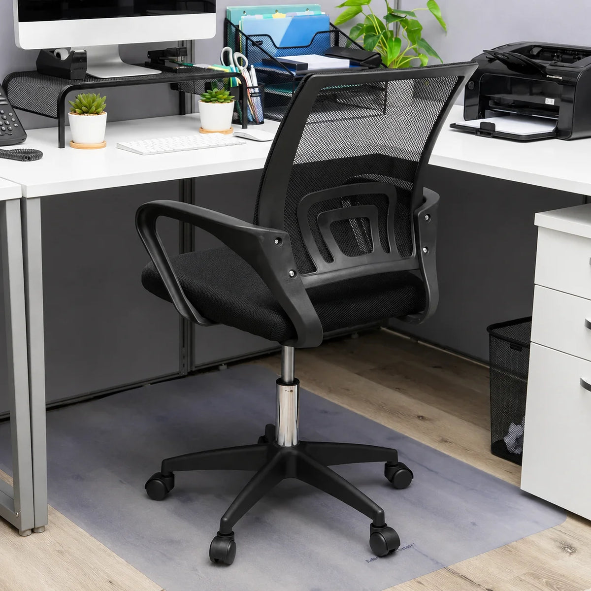 Silla Ergonómica con Respaldo de Malla y Soporte Lumbar