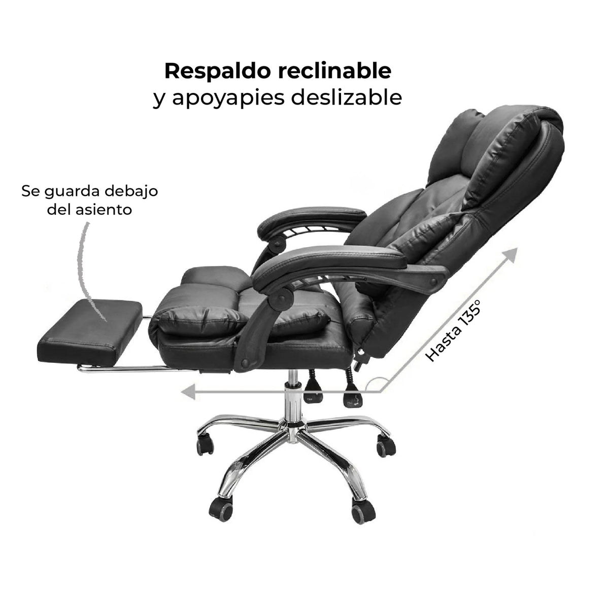 Silla Ejecutiva Reclinable con Reposapiés y Acolchado Premium para Horas sin Dolor de Espalda