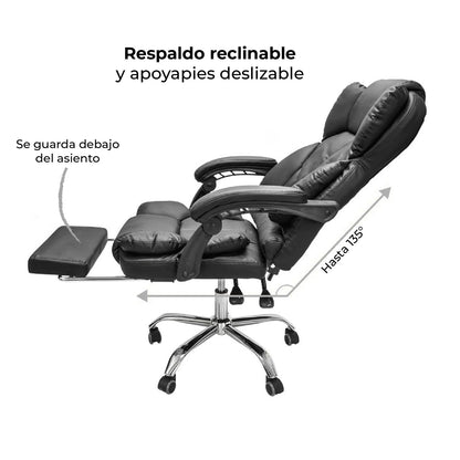 Silla Ejecutiva Reclinable con Reposapiés y Acolchado Premium para Horas sin Dolor de Espalda