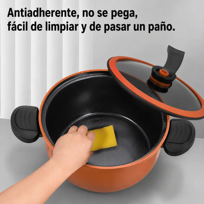Olla Semipresión Antiadherente de 8 Litros para Cocción Rápida y Uniforme.