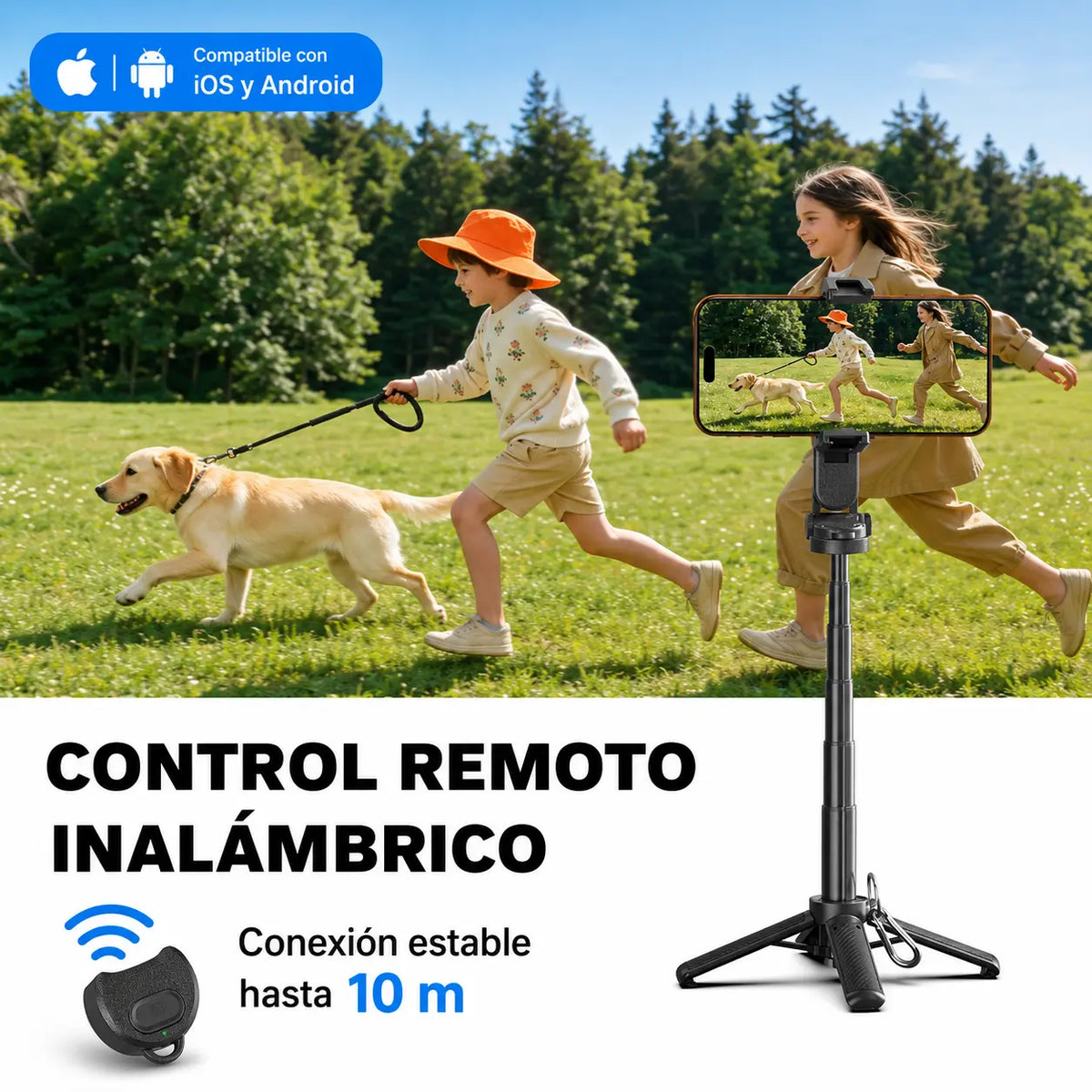 Trípode de Bolsillo Extensible con Control Remoto que permite capturar selfies, grabar videos con total estabilidad en cualquier lugar